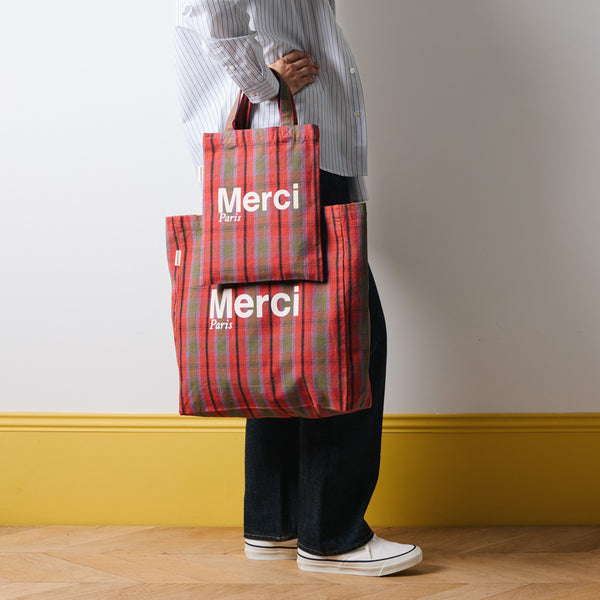 Merci - Tote Bag en coton - Rose, Vert & Crème