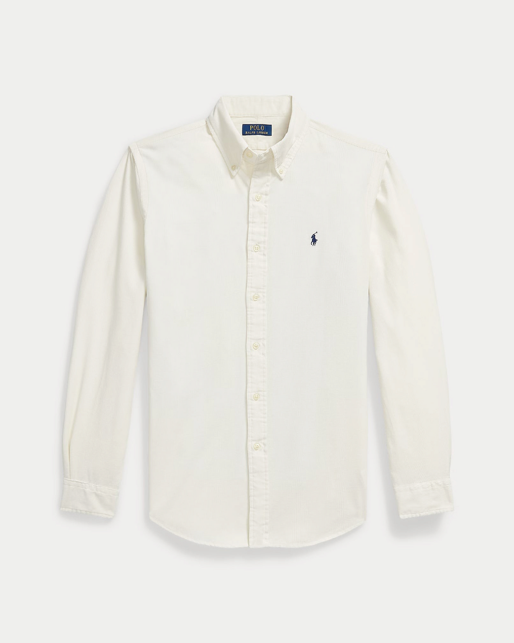 Chemise Merci Paris Ralph Lauren en velours côtelé crème avec col boutonné et logo brodé sur la poitrine