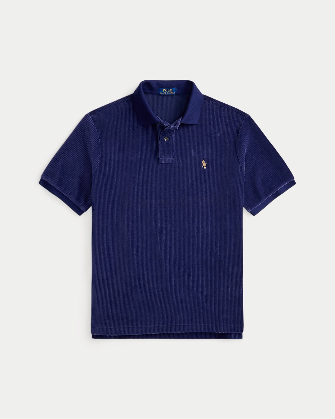Polo Merci Paris Ralph Lauren en velours côtelé bleu marine avec logo brodé sur la poitrine