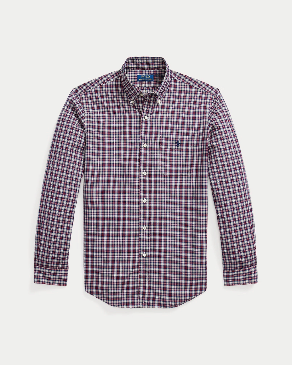 Chemise Merci Paris Ralph Lauren en popeline de coton à motif écossais rouge et crème avec logo poney brodé