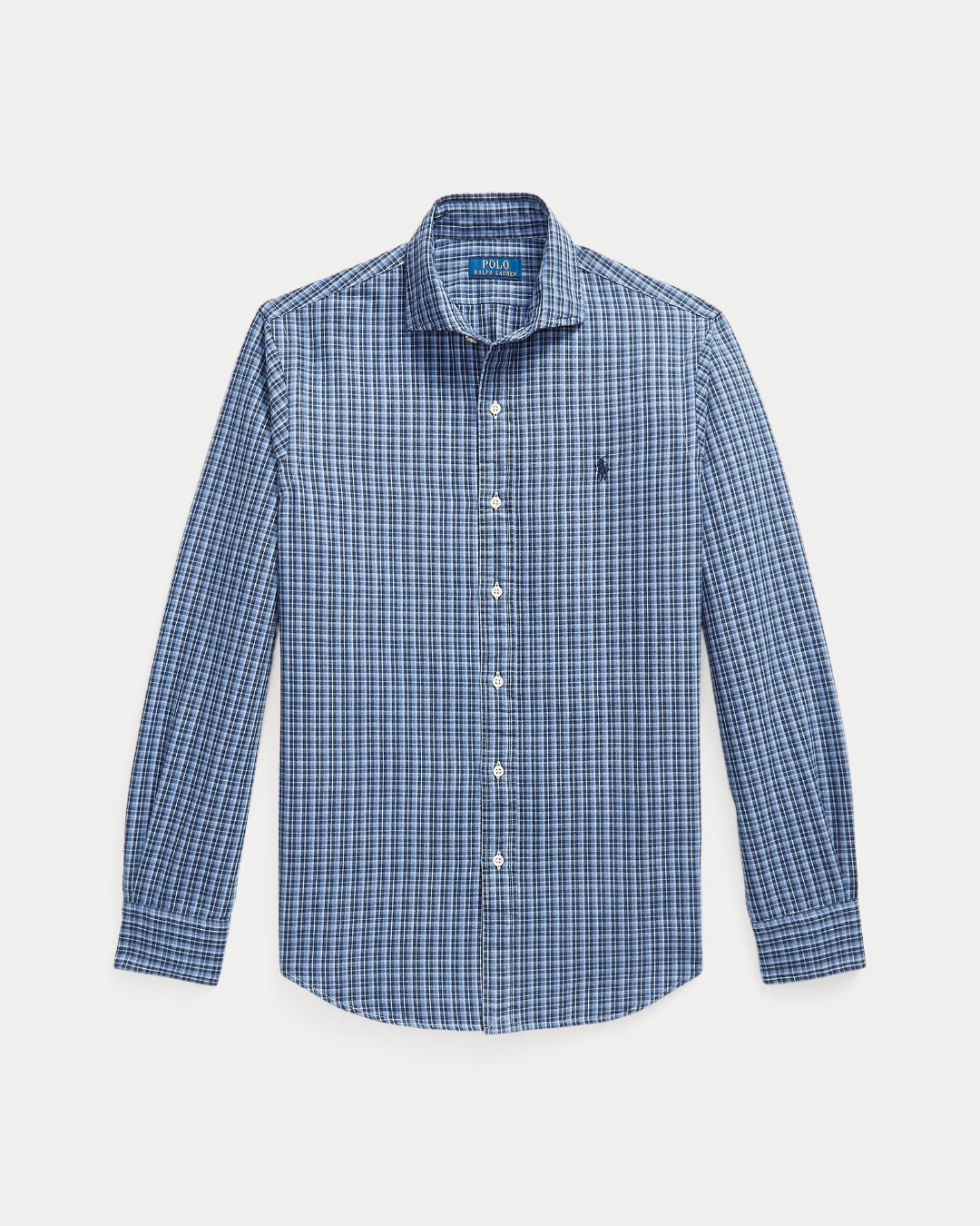 Chemise Oxford Merci Paris Ralph Lauren en coton bleu chiné à motif écossais et coupe ajustée