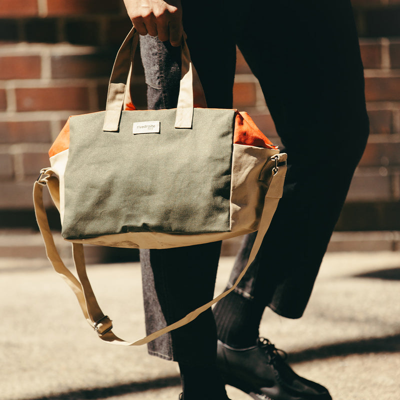 Rivedroite - Sac City Sauval en coton recyclé - Vert et Orange