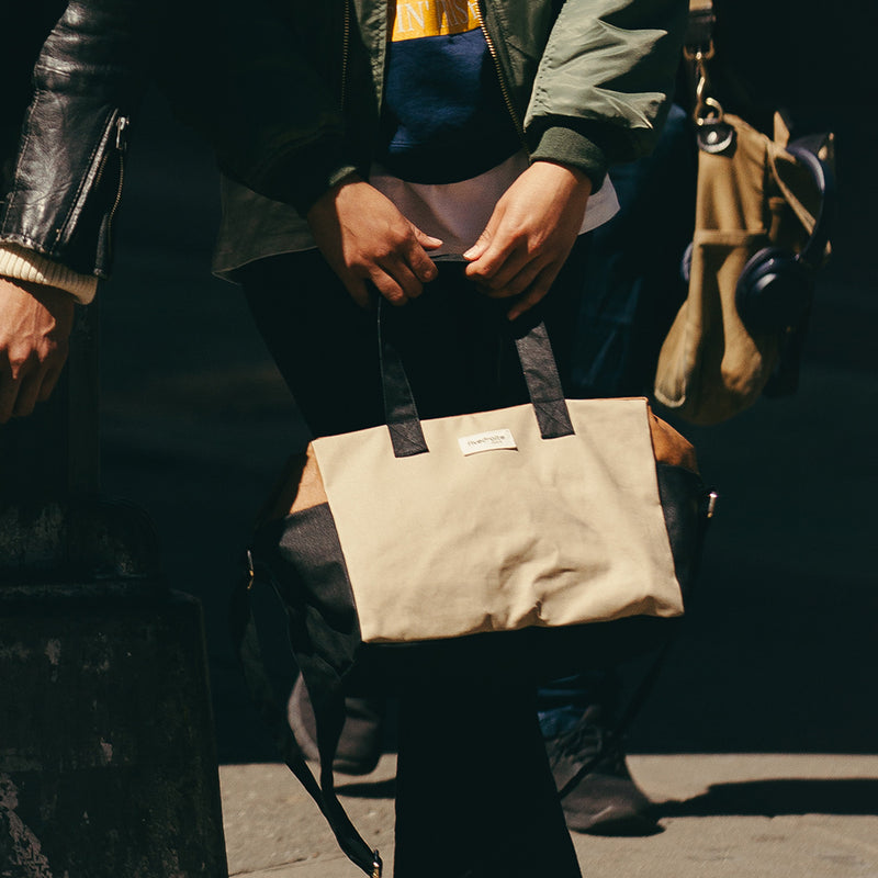 Rivedroite - Sac City Sauval en coton recyclé - Beige Tobacco Black