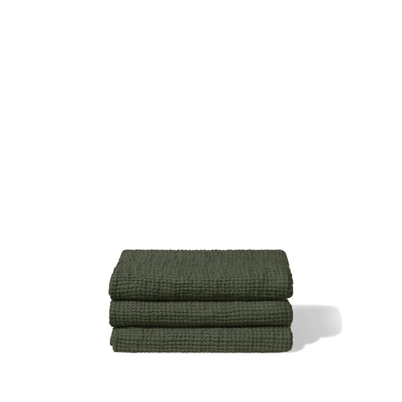 Serviette de bain en lin - Waffle - Vert Oxyde
