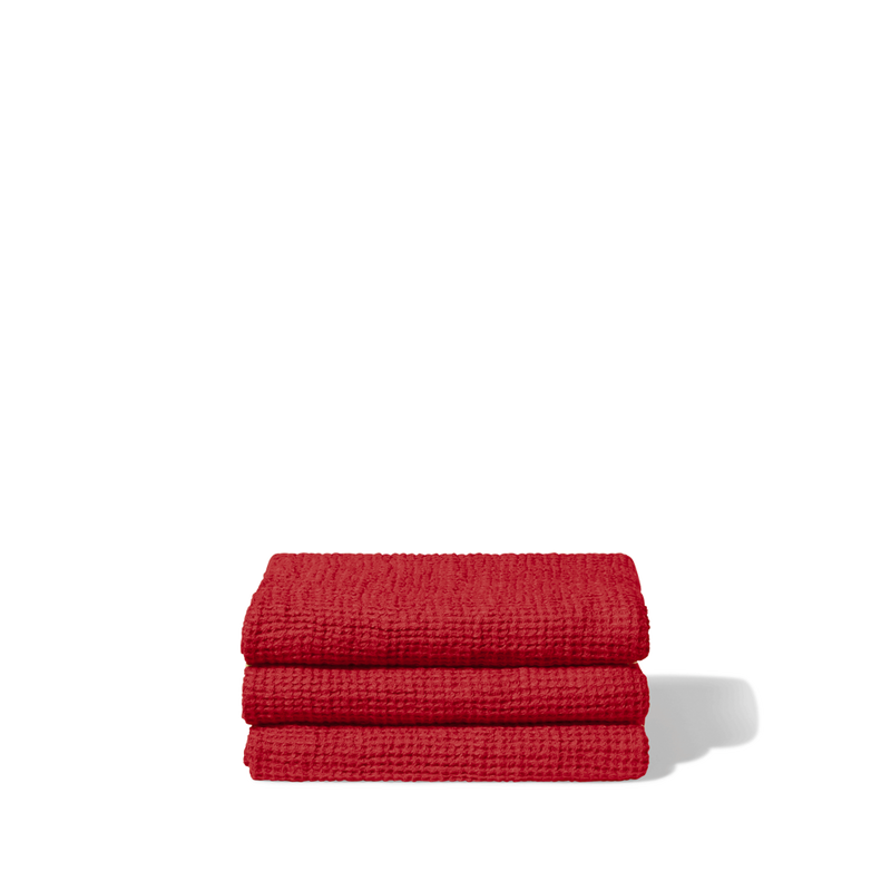 Serviette de bain en lin - Waffle - Rouge Vermillon