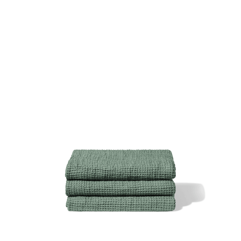 Serviette de bain en lin - Waffle - Vert Brasilia