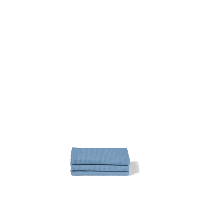 Serviette de bain invité en lin - Nid d'abeille - Bleu Primaire
