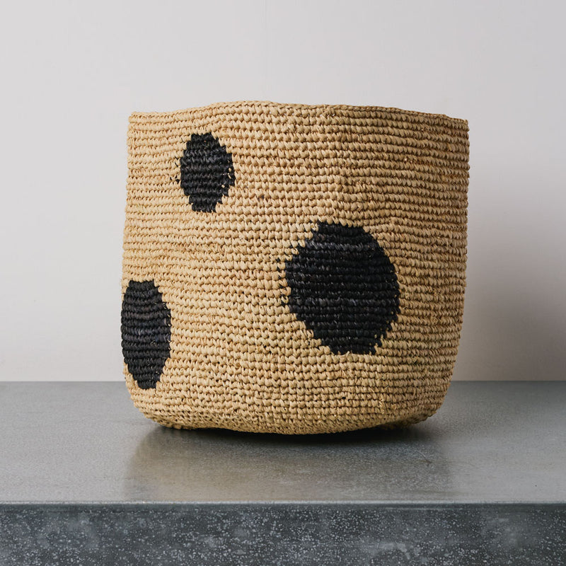 Panier en raphia - Pois Noir