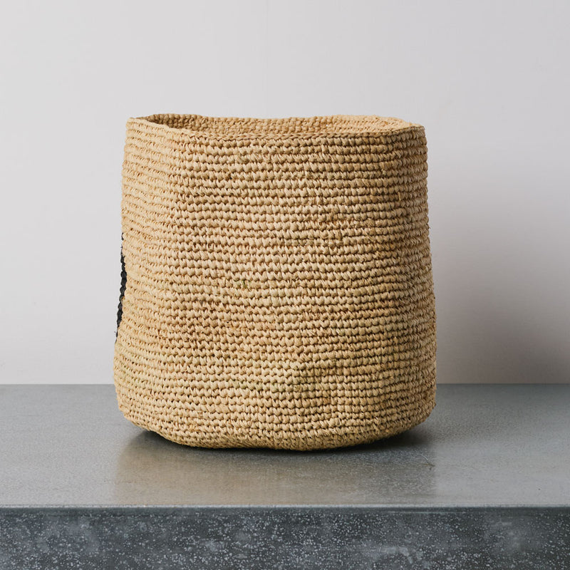 Panier en raphia - Pois Noir