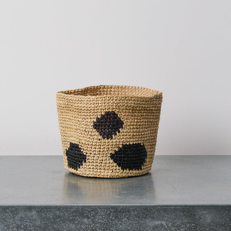 Panier en raphia - Pois Noir