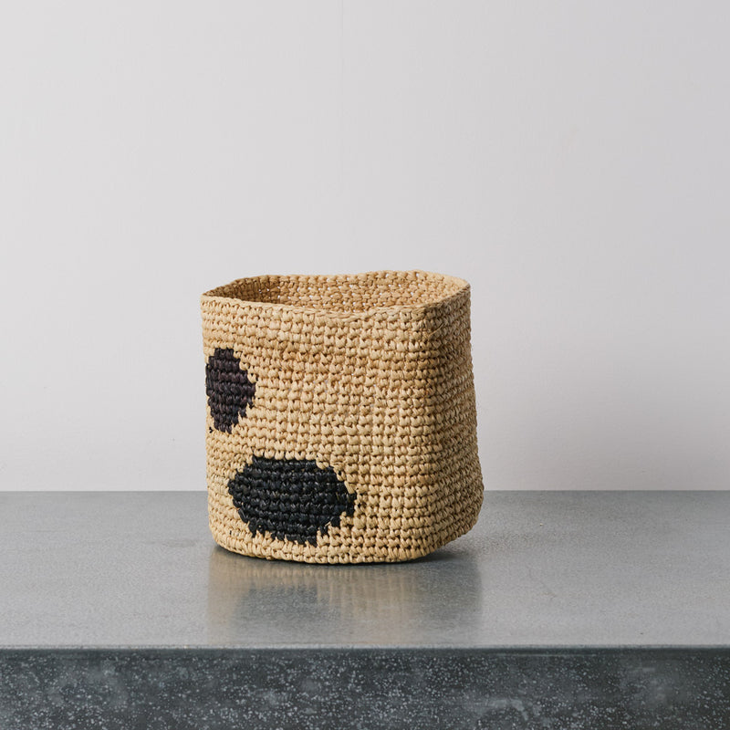Panier en raphia - Pois Noir