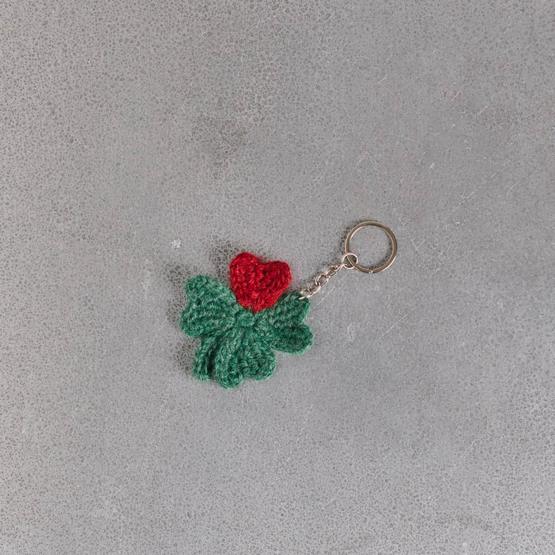 Porte clé Merci en tricot - Trèfle