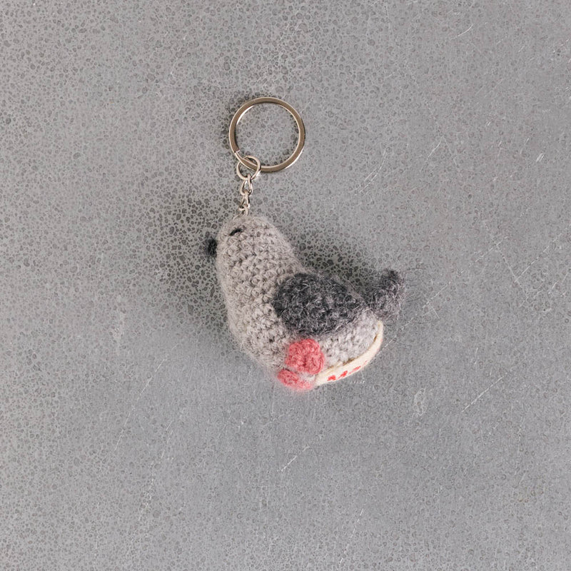 Porte clé Merci en tricot - Pigeon