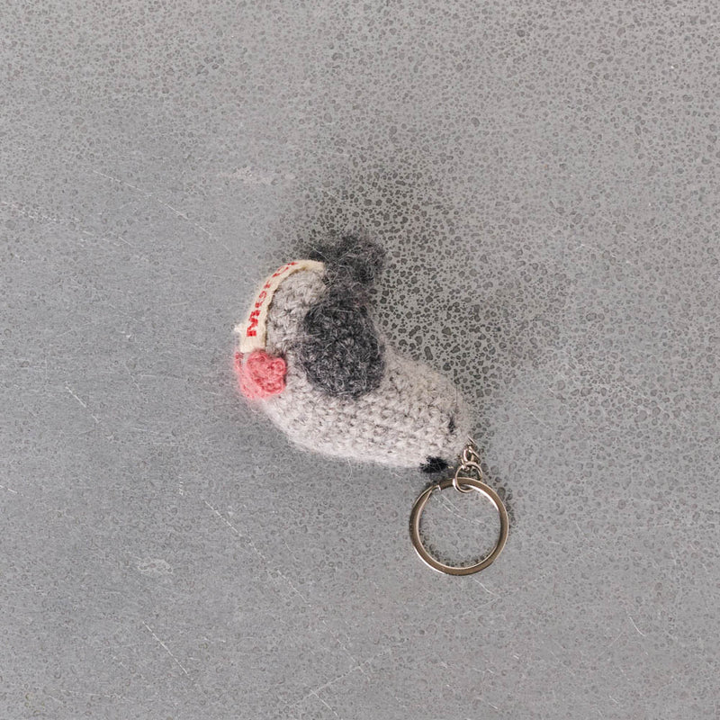 Porte clé Merci en tricot - Pigeon