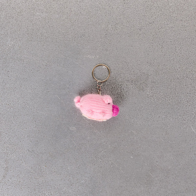 Porte clé Merci en tricot - Cochon