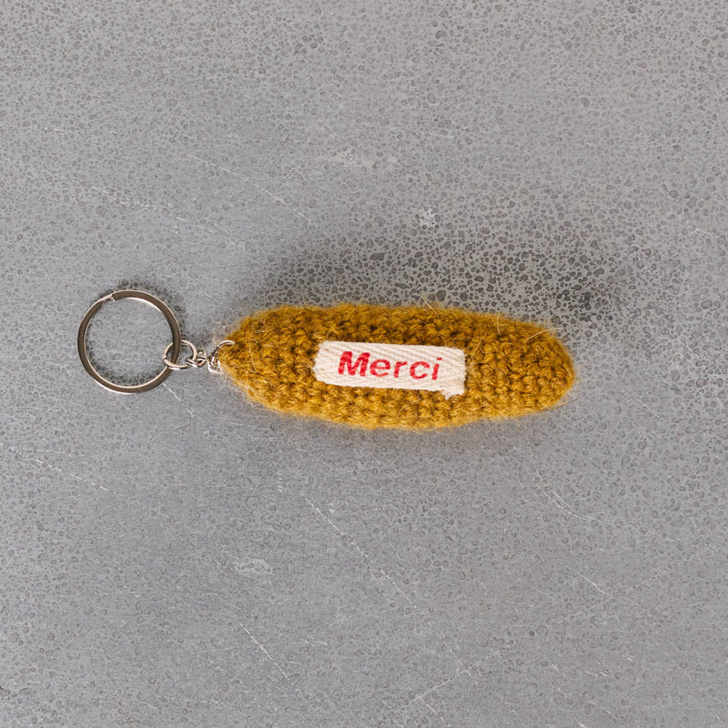 Porte clé Merci en tricot - Baguette