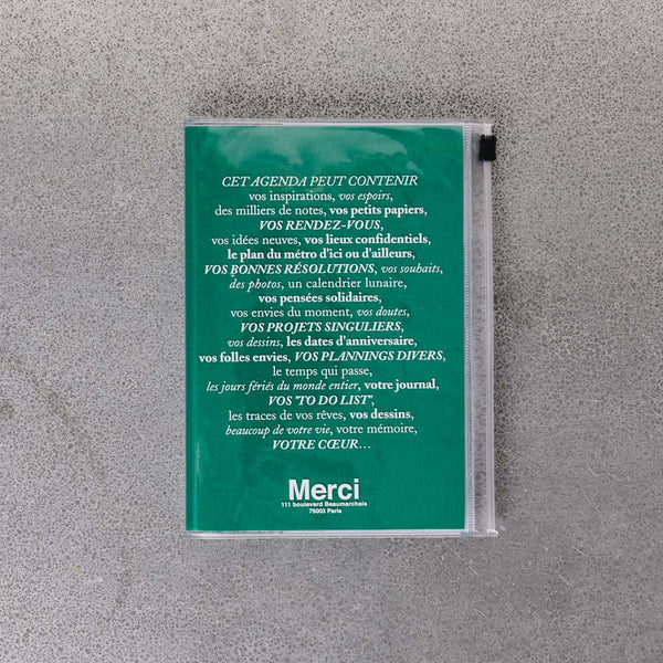 Agenda Merci Oct. 2025 - Déc. 2026 - Vert Gazon