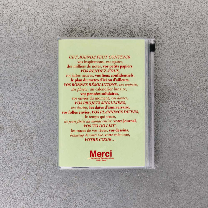 Agenda Merci Oct. 2025 - Déc. 2026 - Vert Poudre