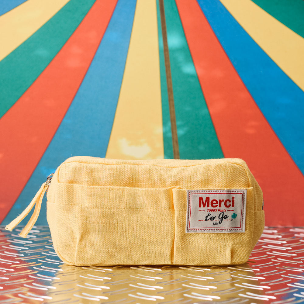 Merci - Trousse en lin lavé - Jaune Citronnade – Merci Paris