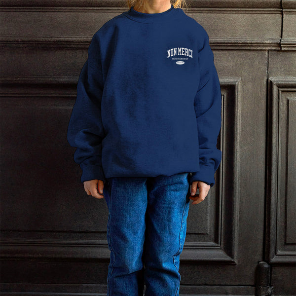 Merci - Sweat Enfant College Non Merci - Bleu