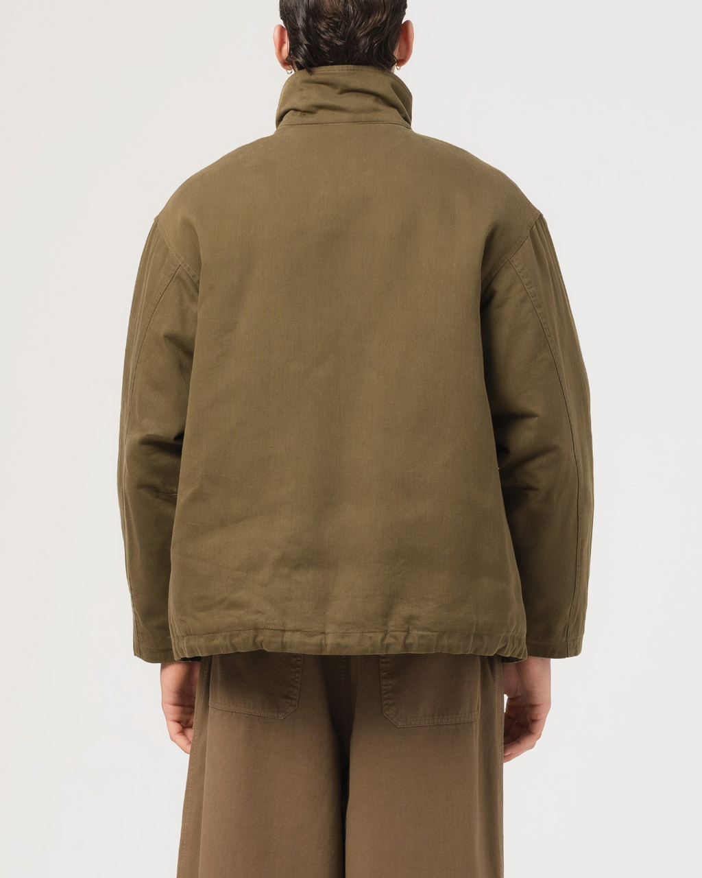 Vue arrière de la veste Airborne Girls Of Dust par Merci Paris en coton ciré couleur shitake, coupe décontractée