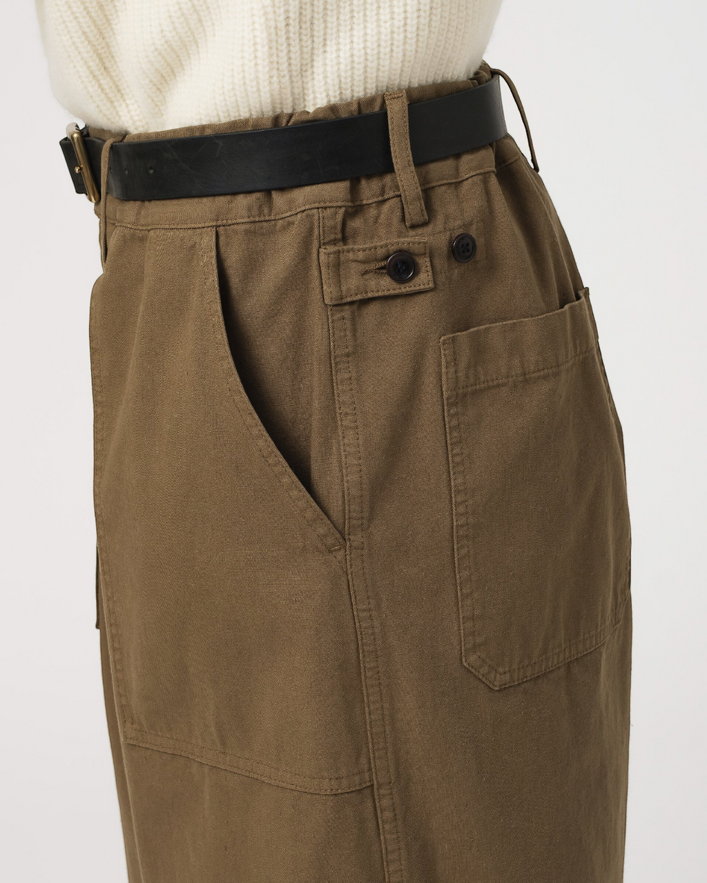 Pantalon fatigue Merci Paris Girls Of Dust en coton kaki avec poches plaquées et pattes de réglage latérales