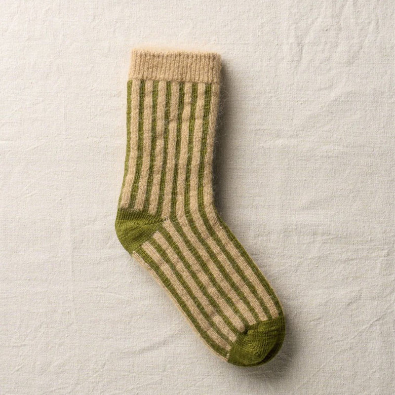 Yahae - Chaussettes Mohair Stripes - Olive