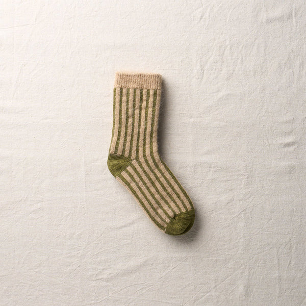 Yahae - Chaussettes Mohair Stripes - Olive