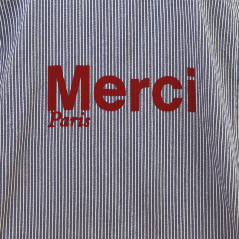 Merci - Tote Bag en Coton Hickory - Bleu rayé