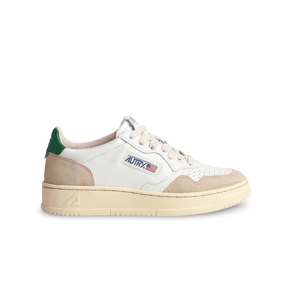 Autry Medalist Low Sneakers In White And Cigar Leather And Suede