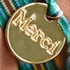 Bracelet à Carreaux Médaille Merci - Vert