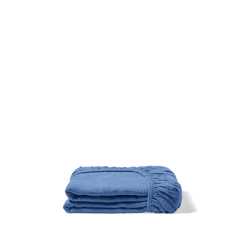 Drap-housse en gaze de coton - Bleu Pompidou