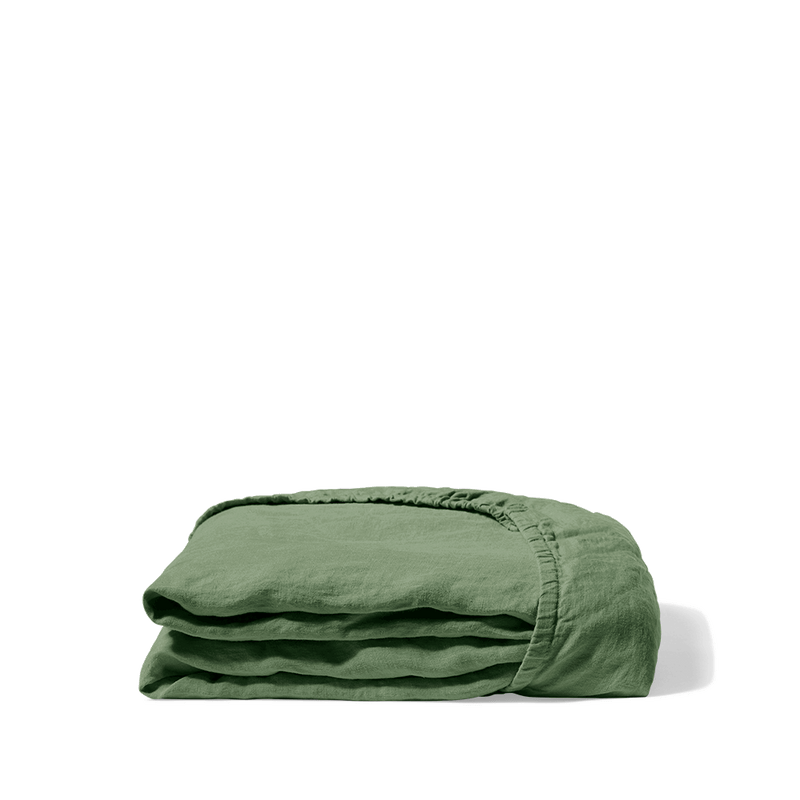 Drap-housse en lin lavé - Vert d'Anduze