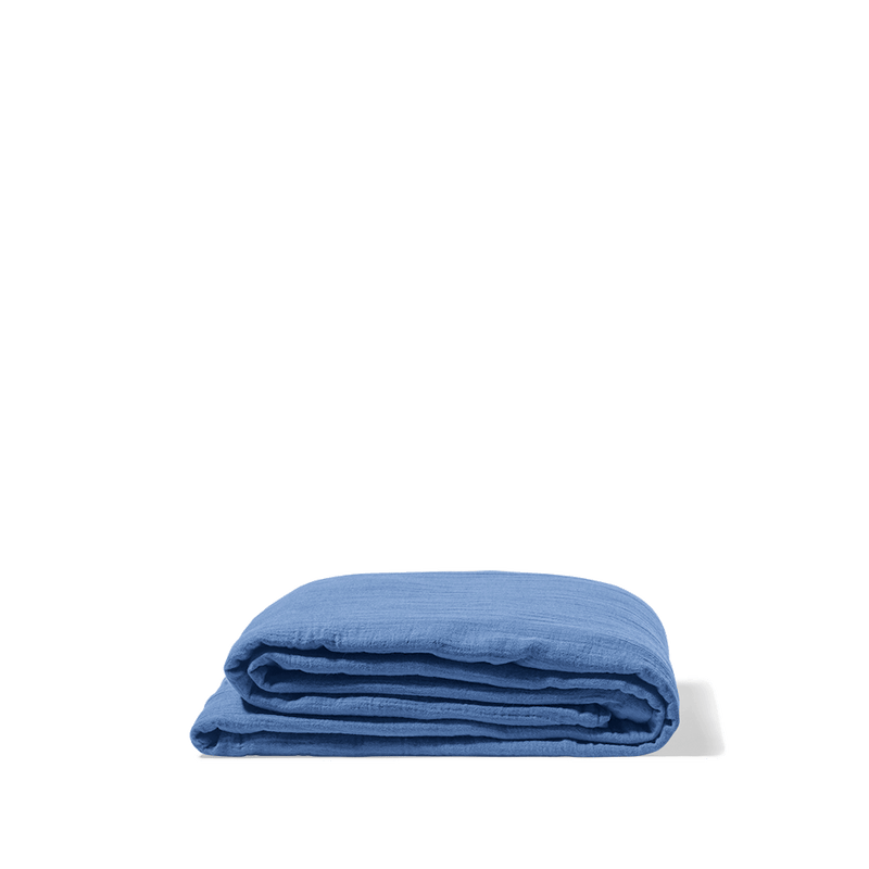 Drap plat en gaze de coton - Bleu Pompidou
