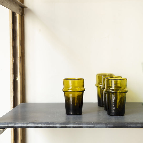 Petit verre marocain en verre soufflé - Vert foncé