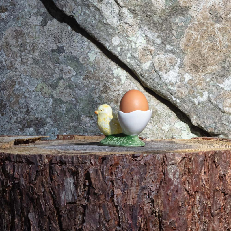 Coquetier coquille d'oeuf avec poussin