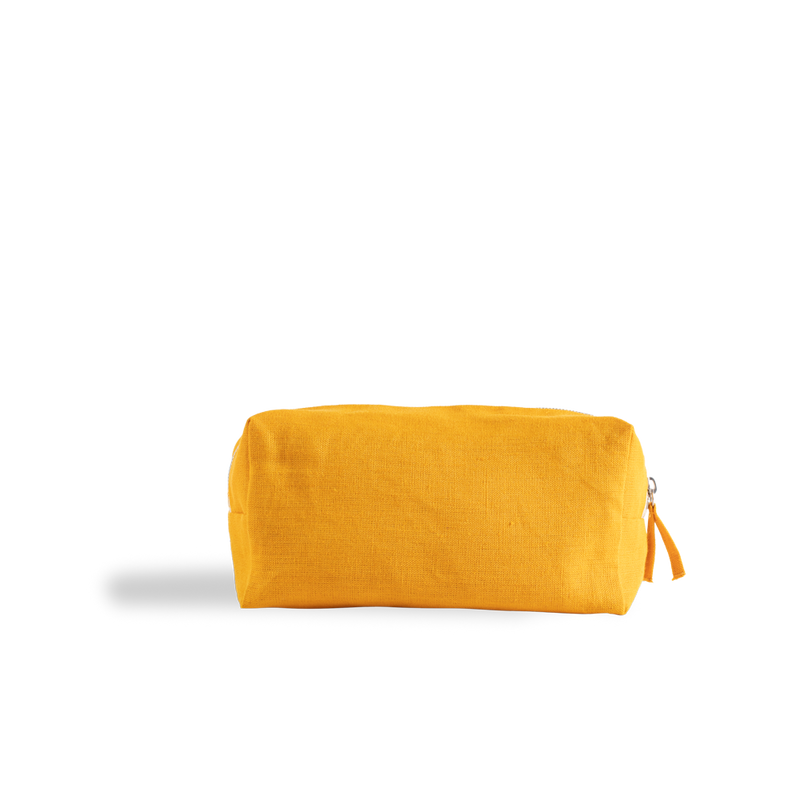 Trousse de toilette en lin lavé - Jaune Vallauris