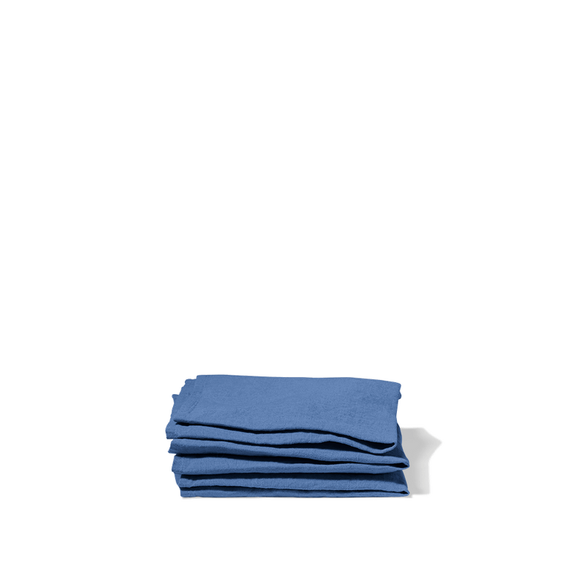 Serviette de table en lin lavé - Bleu Paros