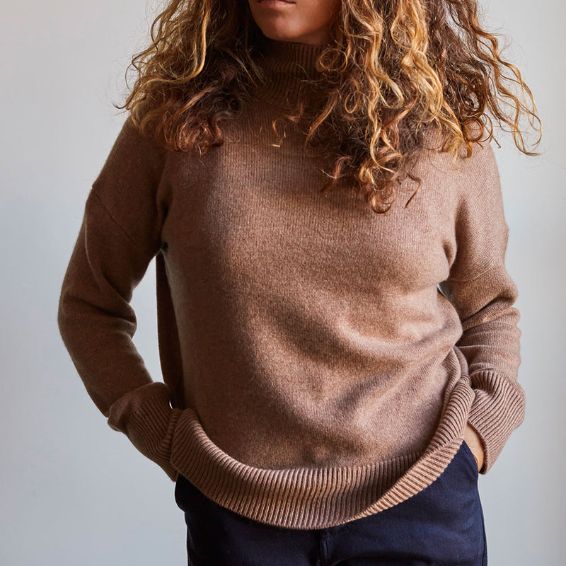 Merci Pull col cheminée en cachemire Camel Prêt à porter