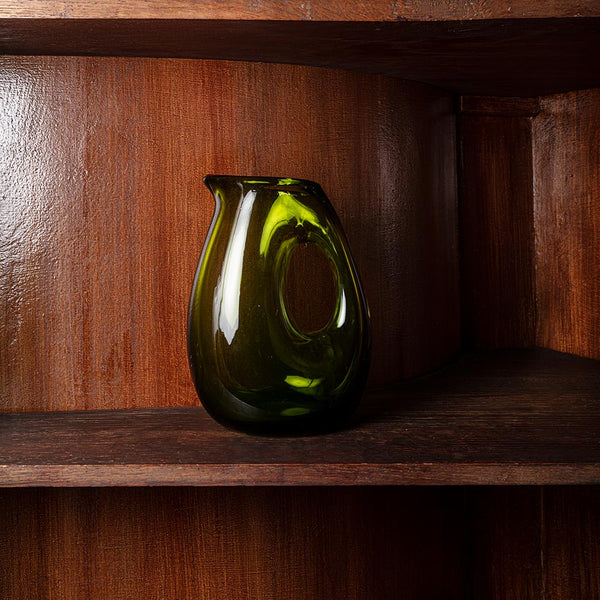 Carafe en verre soufflé - Olive
