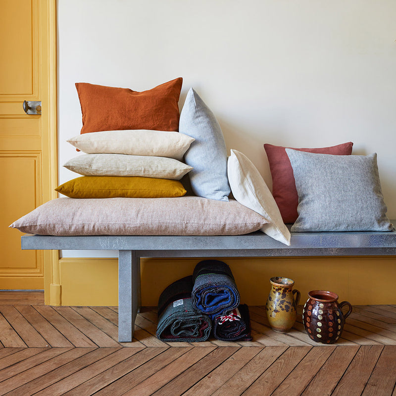 Coussin épais en lin - Chambray Noir