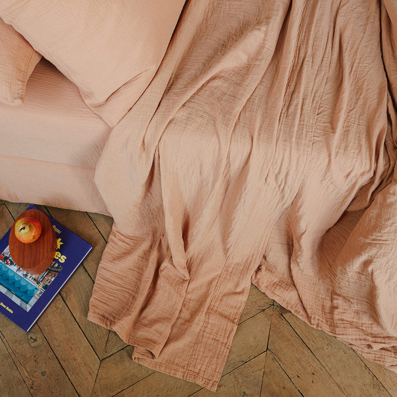 Drap plat en gaze de coton - Brun Haussmann - Linge de lit – Merci Paris