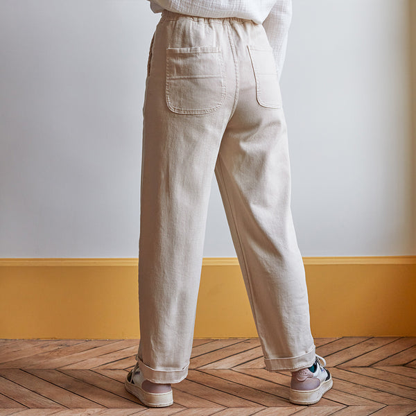 Pantalon Femme, Pantalon Décontracté Taille Moyenne Fibre Polyester 4  Poches Poignet Cinch Pour Shopping Abricot M