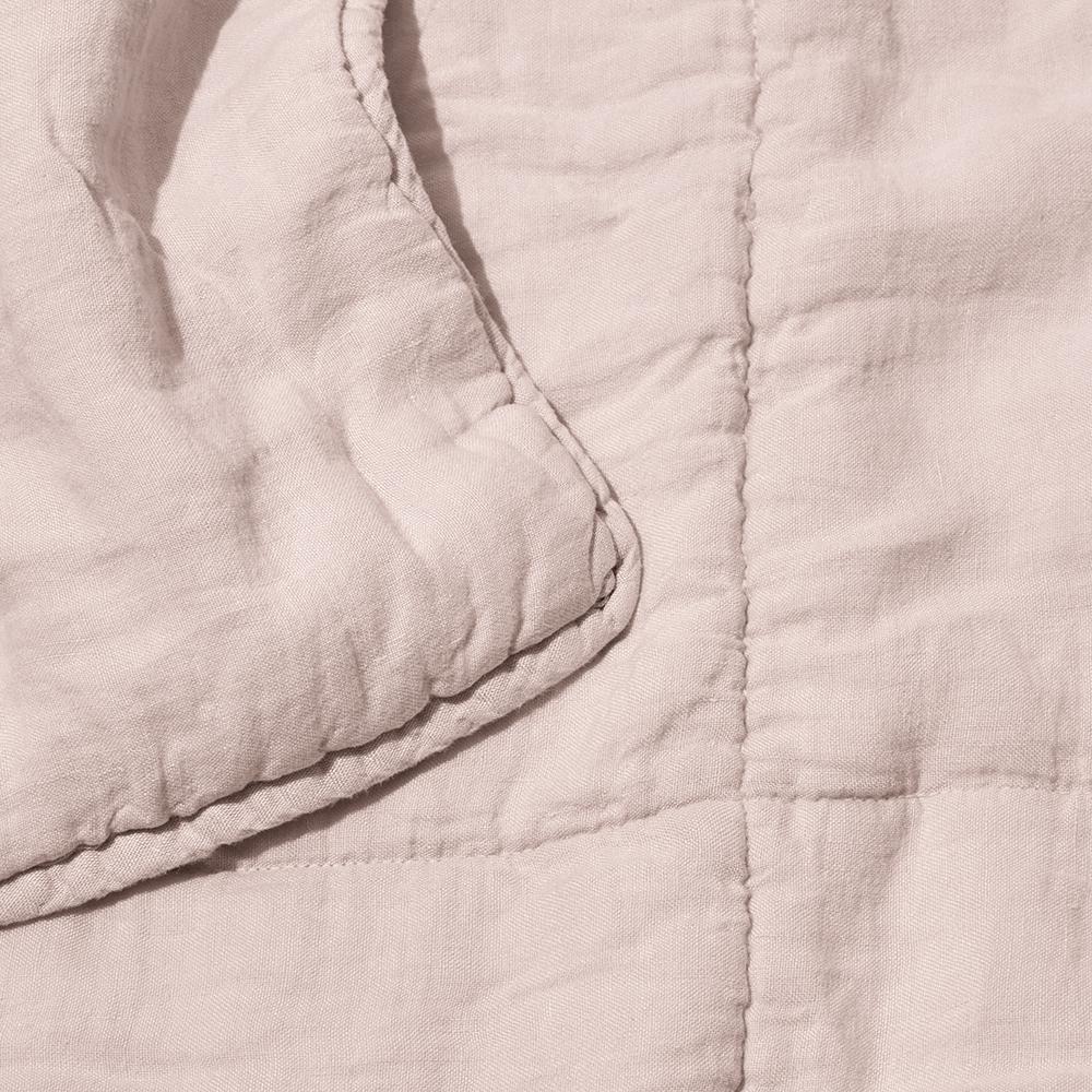 Pure washed linen quilt - Pink Beige