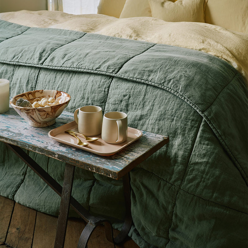 Pure washed linen quilt - Anduze Green