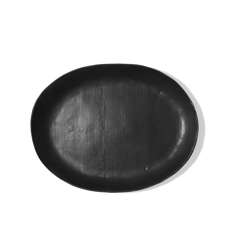 Grand plat en grès - Noir