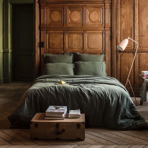 Housse de couette en gaze de coton - Vert Luxembourg