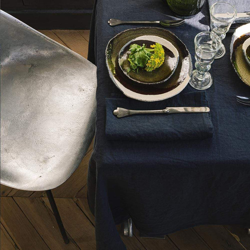 Serviette de table en lin lavé - Bleu Encre
