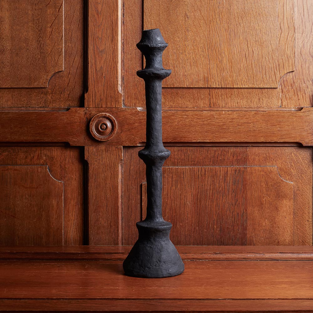 Papier mâché ring candle holder Black