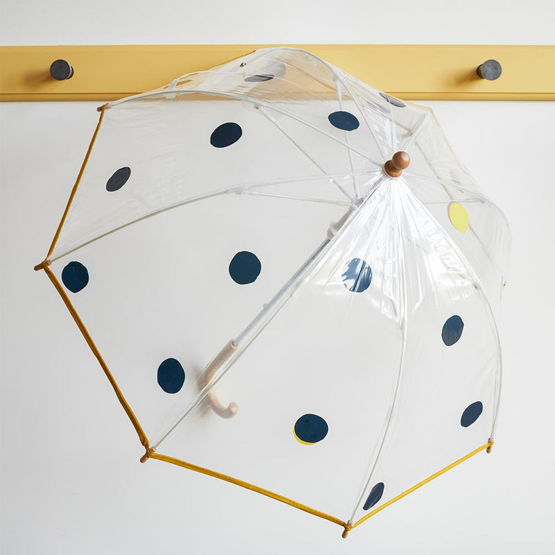 Parapluie enfant transparent avec pois - Bleu Marine